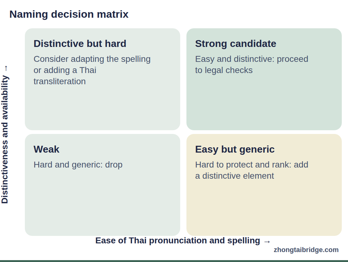 Two-by-two matrix: Naming decision matrix