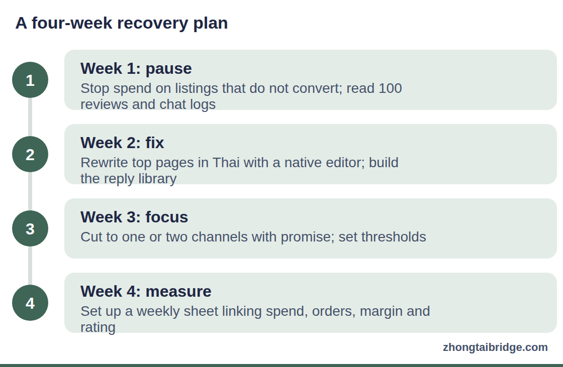 Process diagram: A four-week recovery plan