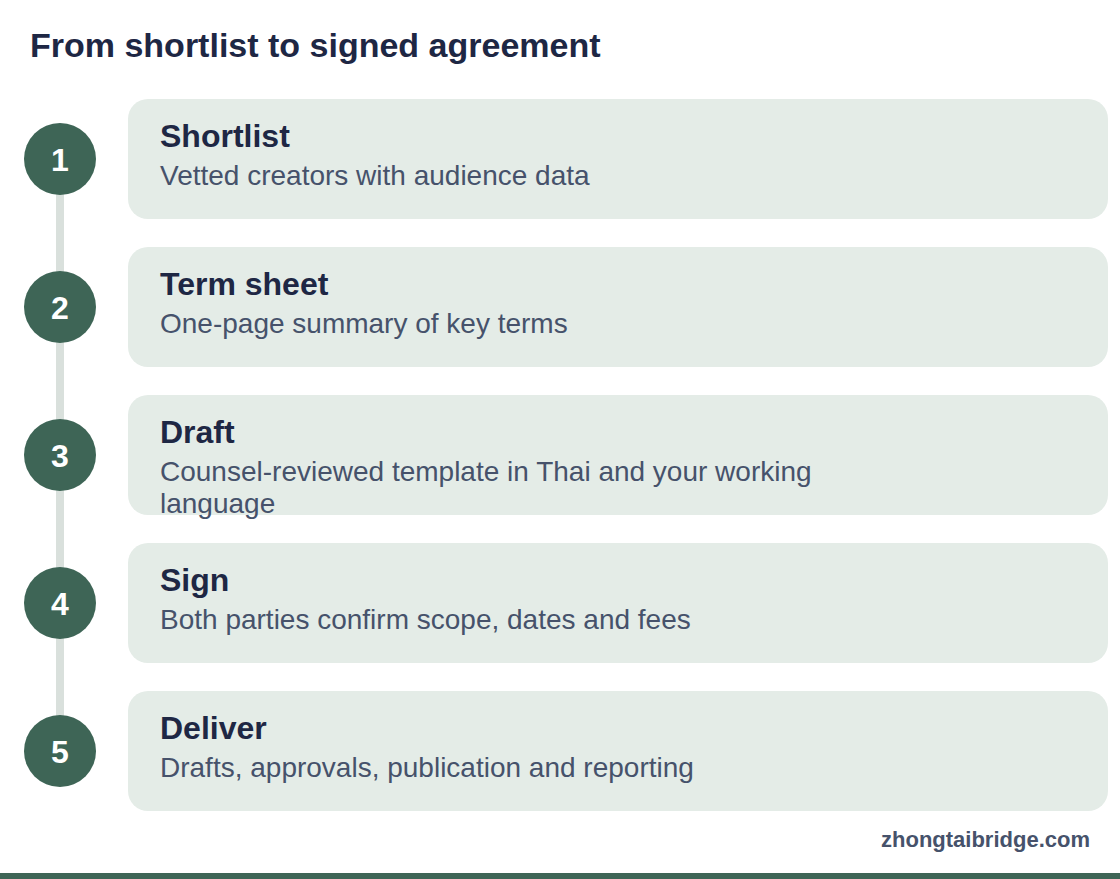 Process diagram: From shortlist to signed agreement